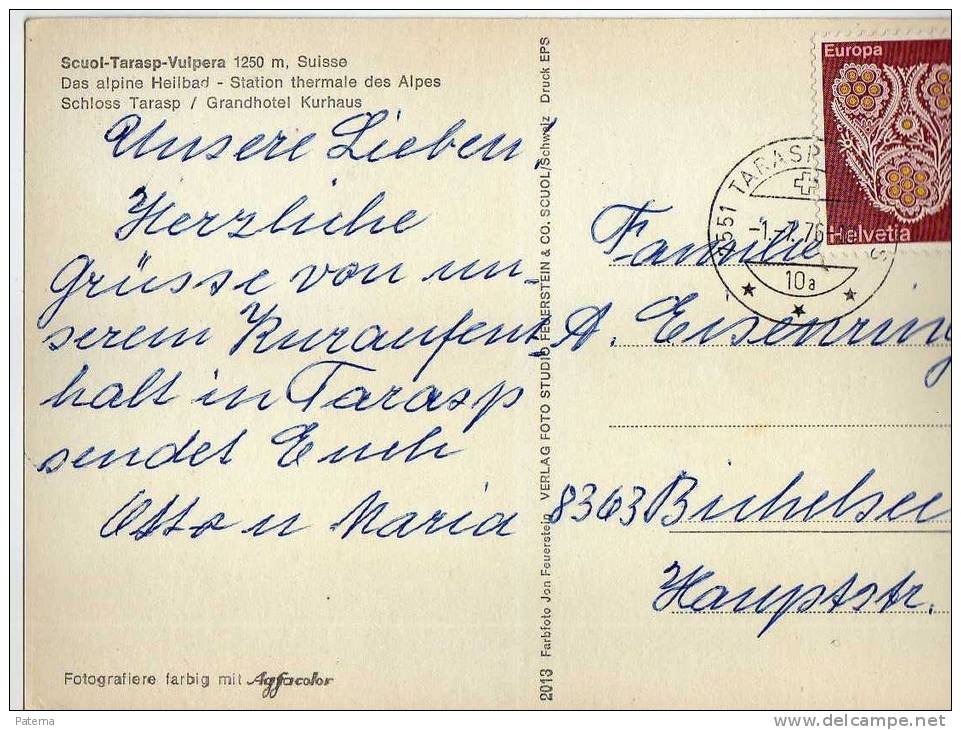 Posta,  Tarasp 1976  Suiza , Post Card, - Briefe U. Dokumente