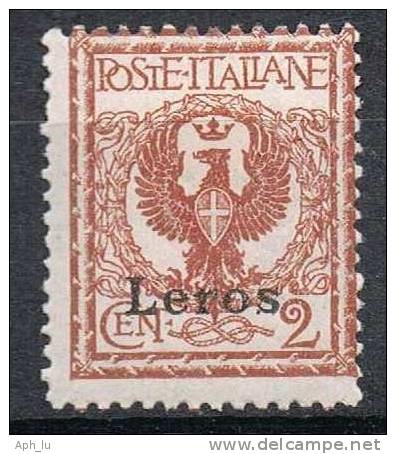 Ital. Ägäis, 1912, Leros, 2 Cent., MiNr. 3V, Ungebraucht (a010701) - Egée (Lero)