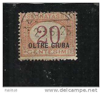 OLTRE GIUBA 1925 SEGNATASSE 20 C TIMBRATO - Oltre Giuba