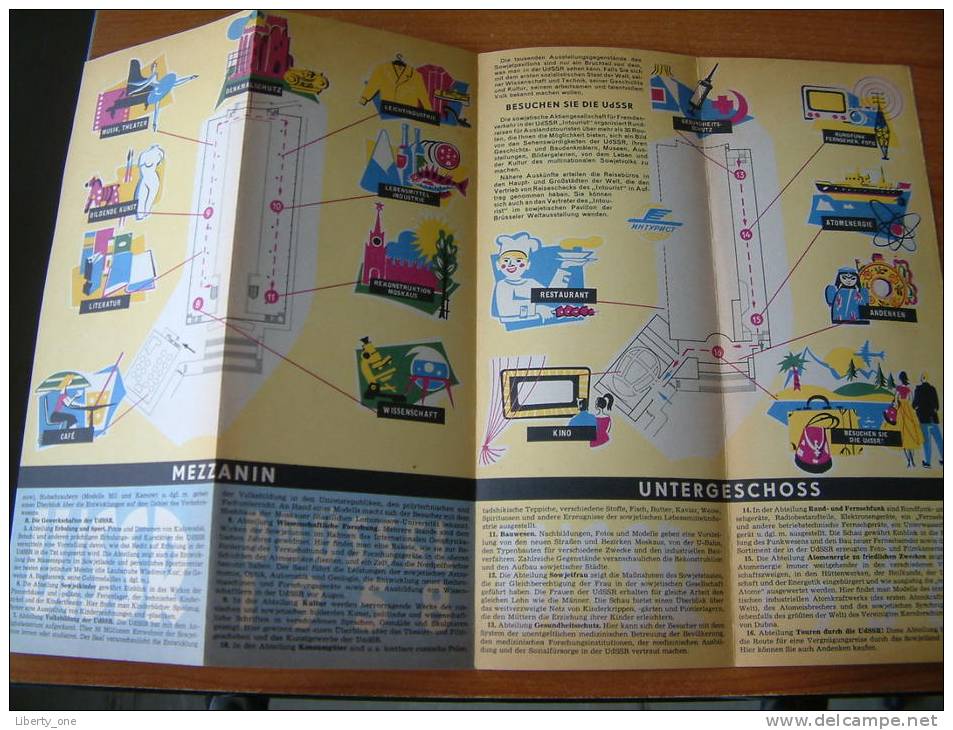 Folder EXPO 58 Pavillon Der U.d.S.S.R. Kurzer Führer / Anno 1958 - Duitstalig ( Voir Photo Pour Detail) ! - Expositions