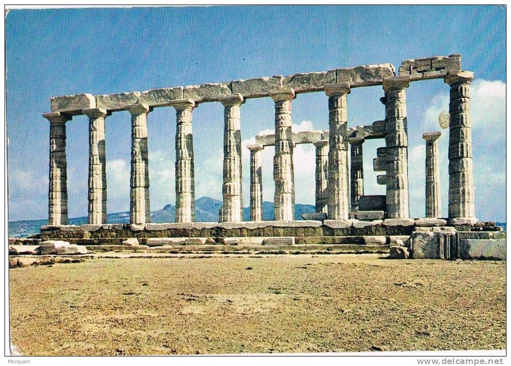 Postal Aerea DELFOS (Grecia) 1963. Vista Sounion. Templo Poseidon - Lettres & Documents