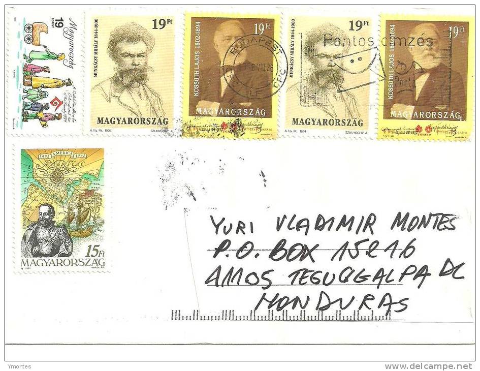 Cover Hungary To Honduras 1999 ( Discovery O America Stamp) - Covers & Documents