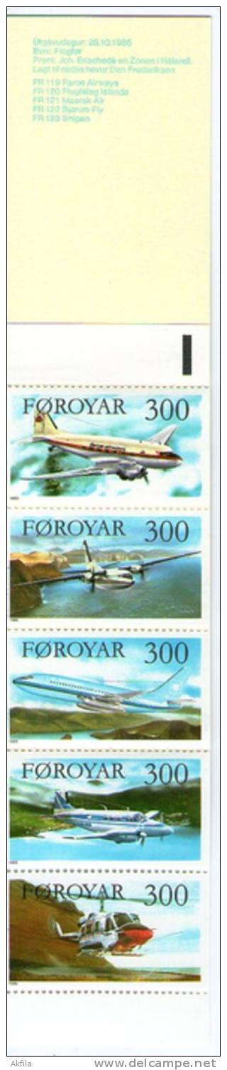 Faroe Islands 1985 Aircrafts, Booklet, MNH (**) Michel 125-129 - Faroe Islands