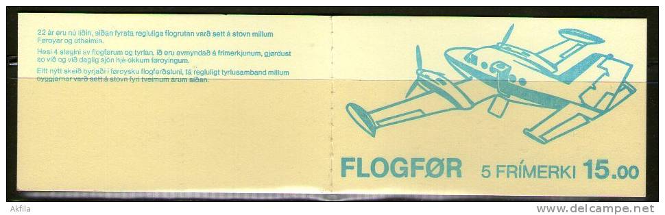 Faroe Islands 1985 Aircrafts, Booklet, MNH (**) Michel 125-129 - Isole Faroer