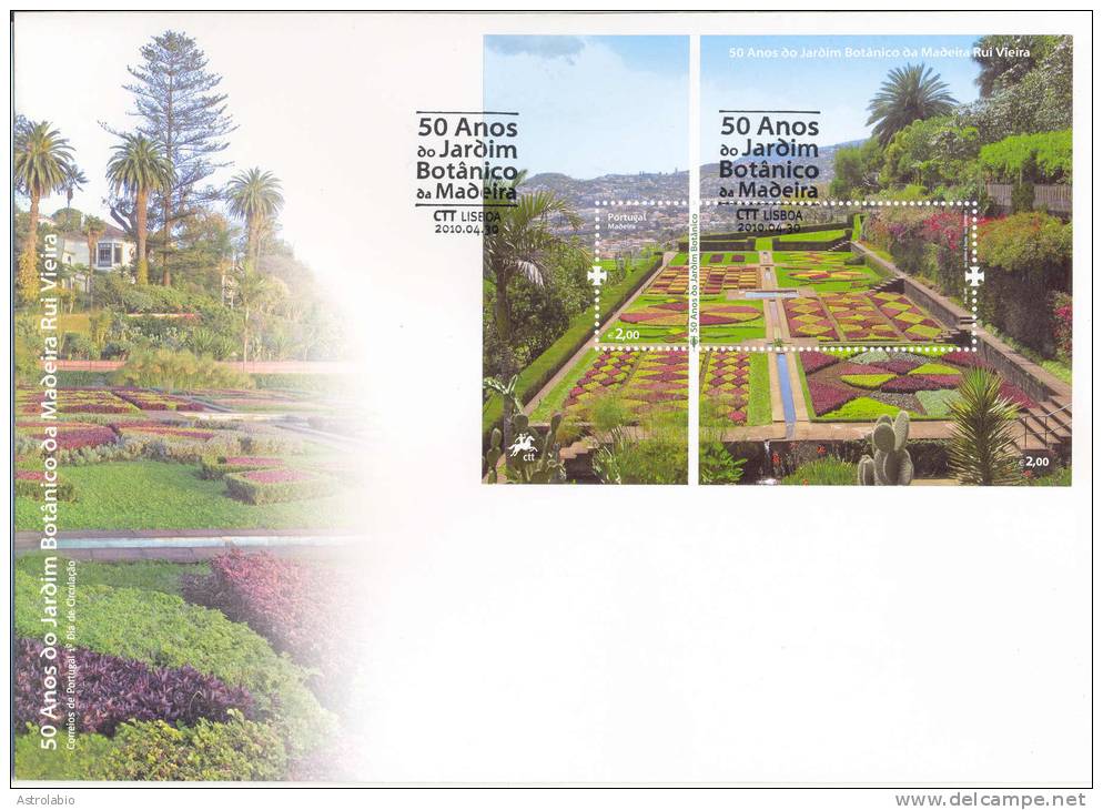 Portugal 2010 FDC " 50 Anivº Jardin Botánico De Madeira " Bloc - Andere & Zonder Classificatie