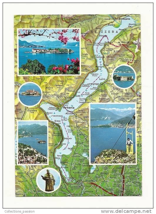 Cp, Carte Géographique, Lac Majeur, écrite - Carte Geografiche