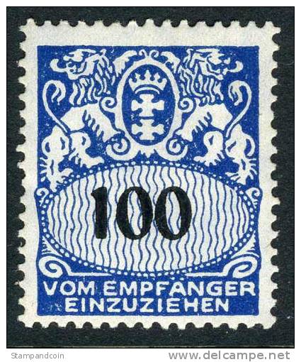 Danzig J38 Mint Hinged 100pf Postage Due From 1923-28 - Segnatasse