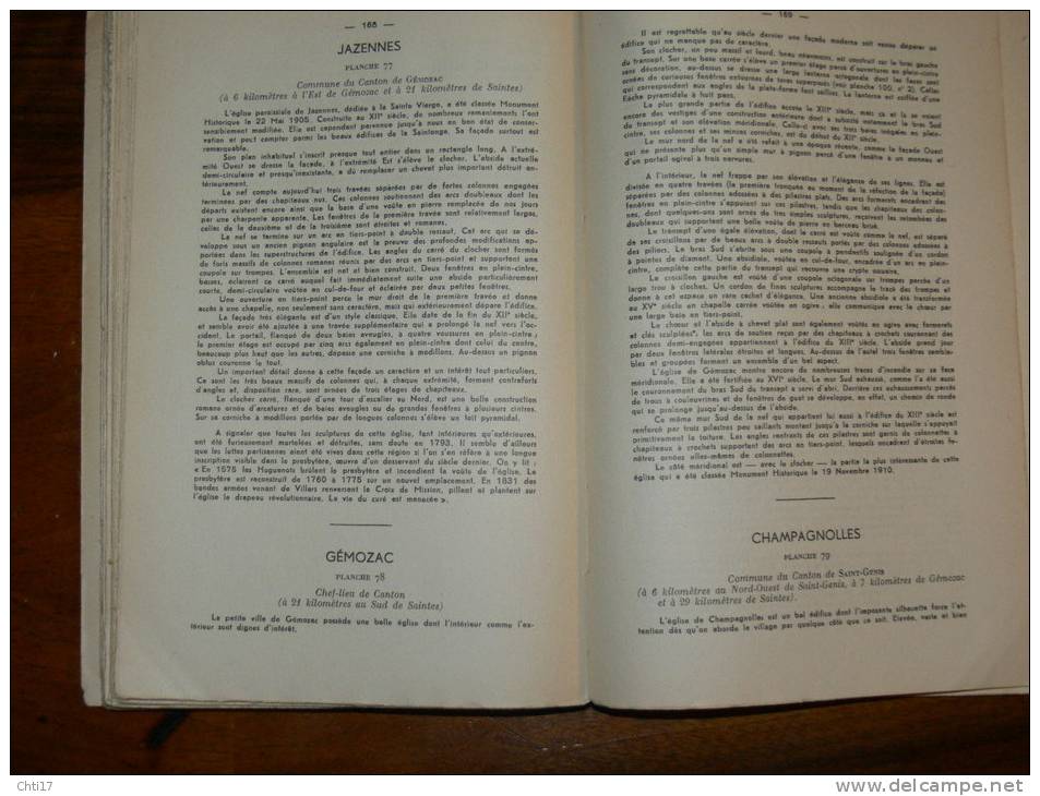 SAINTES ET SES ENVIRONS 1952 "LES EGLISES DE SAINTONGE" CIRCUITS TOURISTIQUES LIVRE 1 PAR CHARLES CONNOUE EDIT DELAVAUD