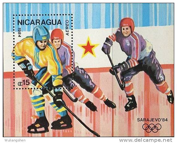 CA0230 Nicaragua 1984 Olympic Hockey M MNH - Jockey (sobre Hielo)