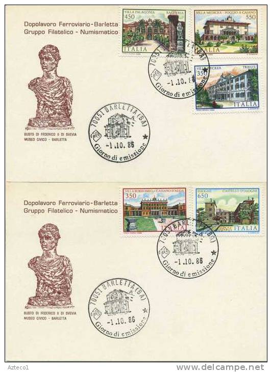 ITALIA - FDC  DOPOLAVORO FERROVIARIO BARLETTA 1986 - VILLE D´ ITALIA - FDC