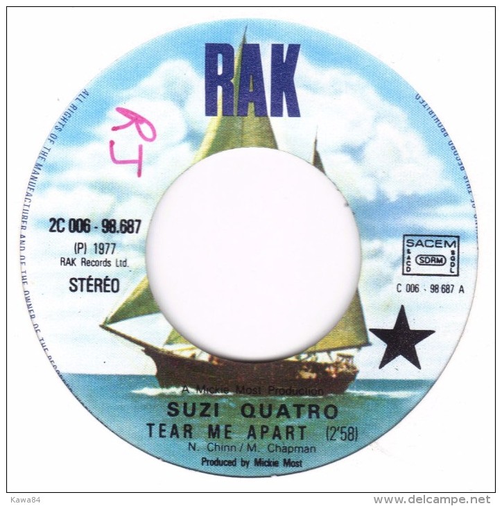 SP 45 RPM (7")  Suzi Quatro  "  Tear Me Apart   " - Rock