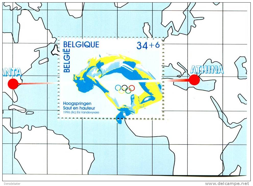 Belgique 1996.Belgie. Hoogspringen.Saut En Hauteur.ms MNH**.High Jump.Athletics.Olympics.Hochsprung.Hoogspringen.Sports. - Ete 1996: Atlanta