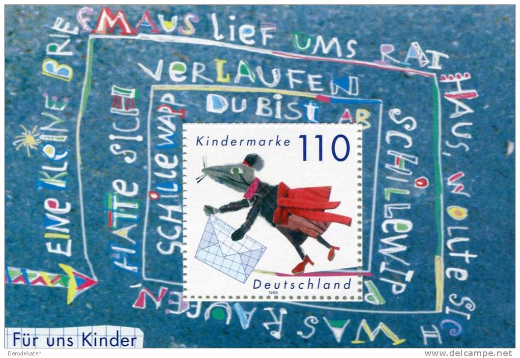 Deutschland 1999.Kindermarke.ms MNH**.Mouse.Mice.Rat.Rats.Rodents.Souris.Ratolins.Muis.Post Mouse. Rattus.Ratti.Muizen. - Roedores