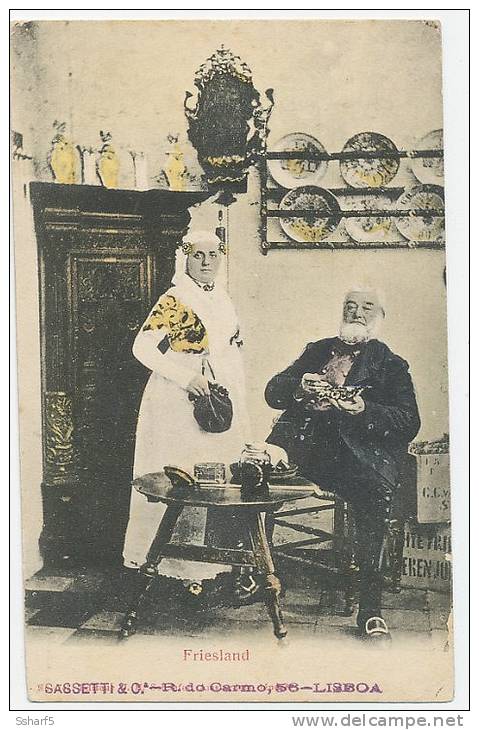 FRIESLAND Old Couple Coloured C. 1904 - Andere & Zonder Classificatie