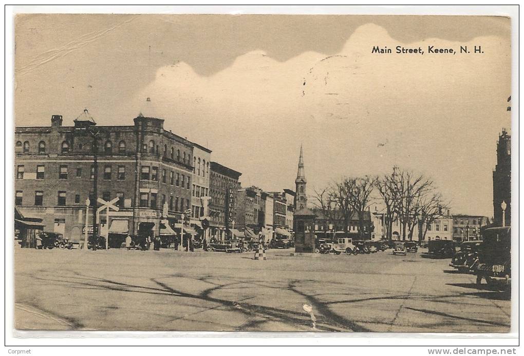KEENE - MAIN STREET - NH 1945 POSTCARD Sent To NEW ROCHELLE - STAMP PRESIDENTIAL ISSUE IMPERF ON TWO SIDES - Autres & Non Classés