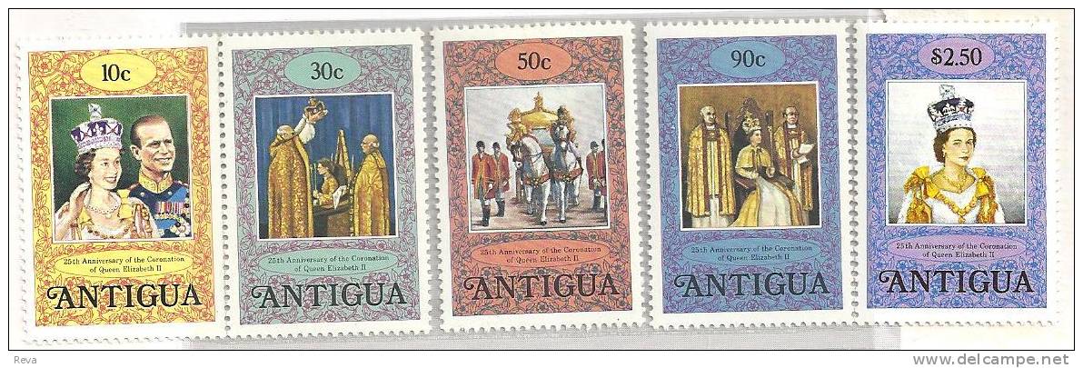 ANTIGUA 25TH ANN. OF CORONATION  QEII WOMAN 1978 SET OF5 STAMPS MINT SG581-85 READ DESCRIPTION!! - Antigua And Barbuda (1981-...)