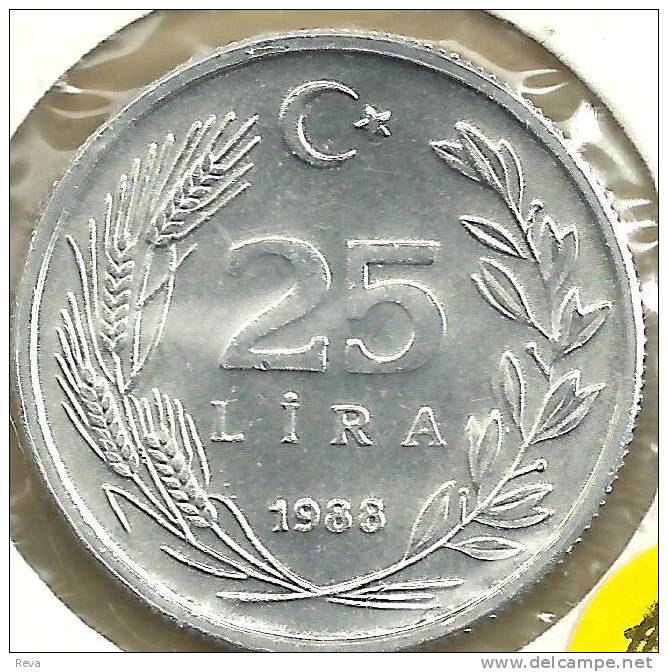 TURKEY 25 LIRA LEAVES FRONT MAN HEAD BACK 1988 EF KM975 READ DESCRIPTION CAREFULLY !!! - Türkei
