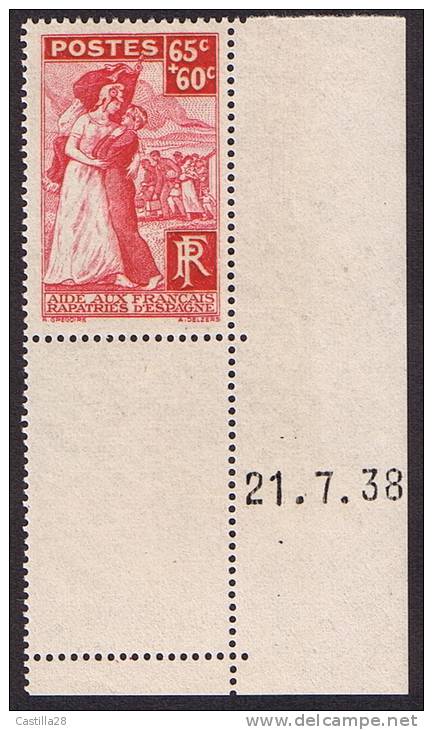 FRANCAIS RAPATRIES D´ESPAGNE N° 401. CD DU 21.7.38 - 1930-1939