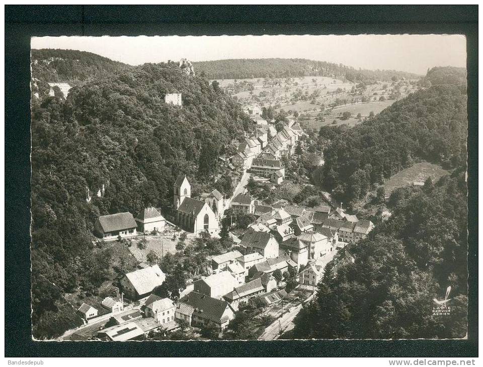 CPSM - En Avion Au-dessus De  FERRETTE - Vue Générale Aérienne ( Cachet Colonie Vacances Armée Willerhof  LAPIE 1) - Ferrette