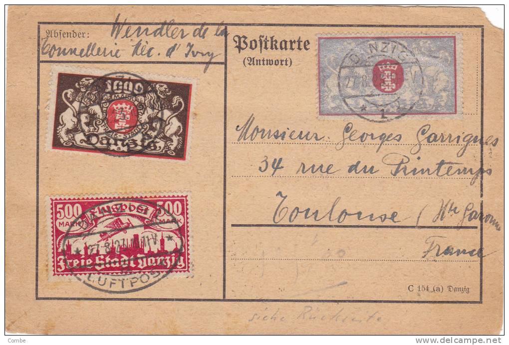 Danzig Extraordinaire Postkarte 1923 17 Timbres /d85 - Briefe U. Dokumente