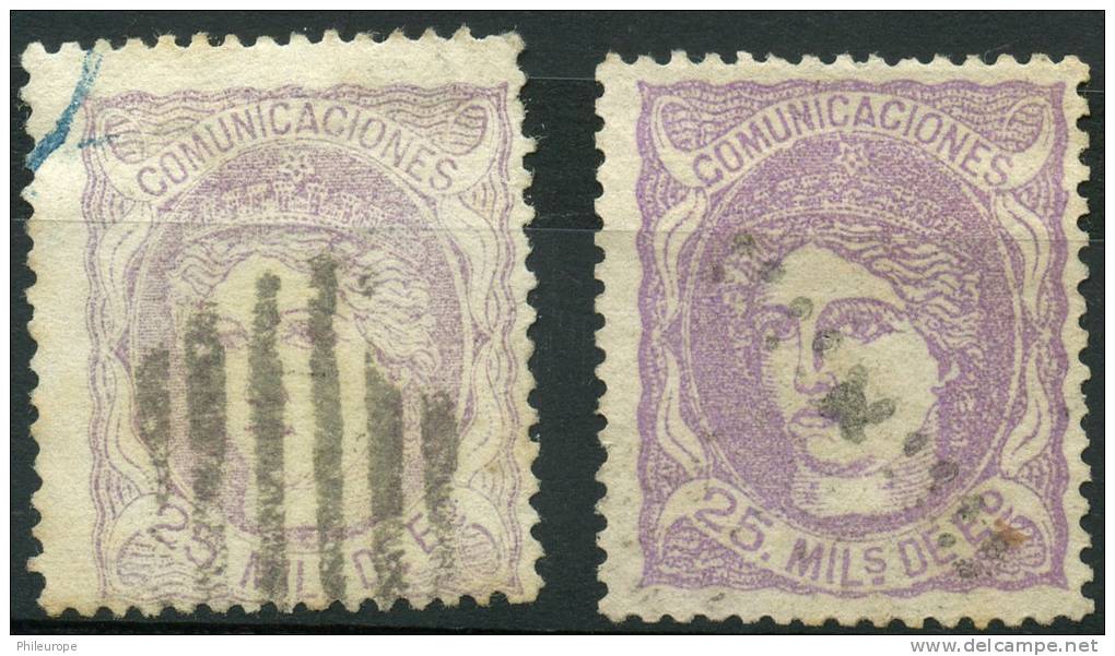 Espagne (1870) N 106 + 106a (o) - Oblitérés