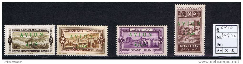 Grand Liban: 1925, Maury Par Avoin 9 - 12, Neuf * / MH - Poste Aérienne