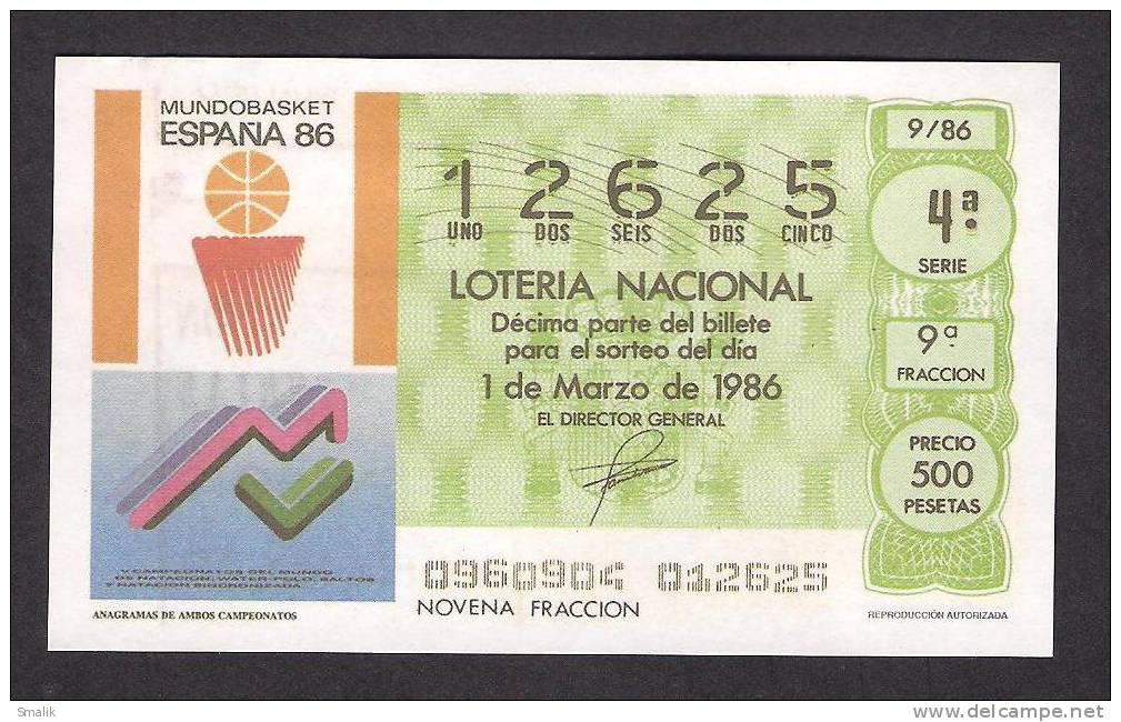 SPAIN Lottery Ticket 1986 - Lottery Tickets