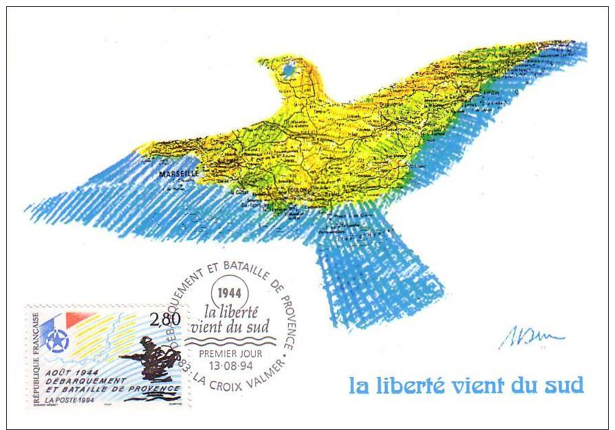 CM  Cinquantenaire Du Débarquement Et De La Bataille De Provence 1994 - Otros & Sin Clasificación