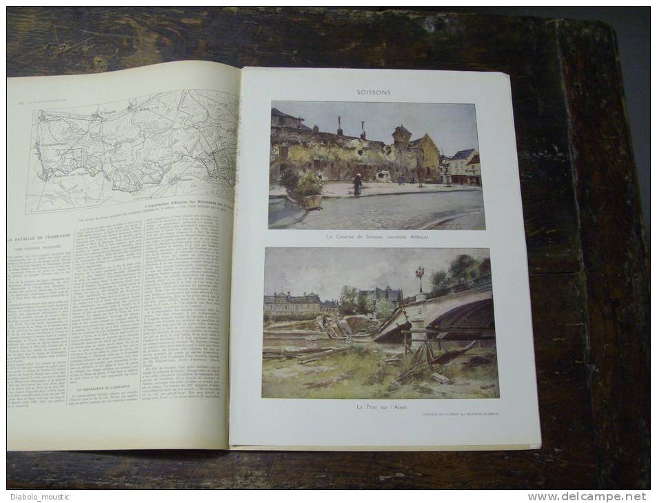 1915  Soissons Et Le Pont Sur L'Aisne ; Saint-Jean-des-Vignes ; VAUXROT ; Le Casque ADRIAN ; Paul Hervieu ; MESOPOTAMIE - L'Illustration