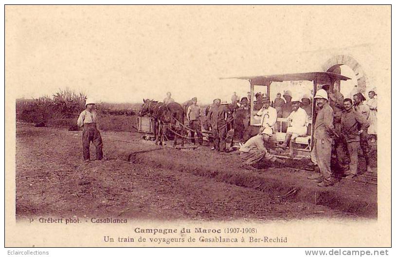 Maroc. Campagne Du...Casablanca. A Ber-Rechid..Un Train De Voyageurs - Casablanca