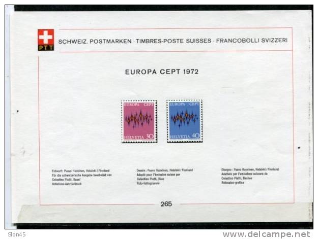 Switzerland 1972 Mi 964-974 MH Complete Sets On 4 PTT Cards - Nuovi