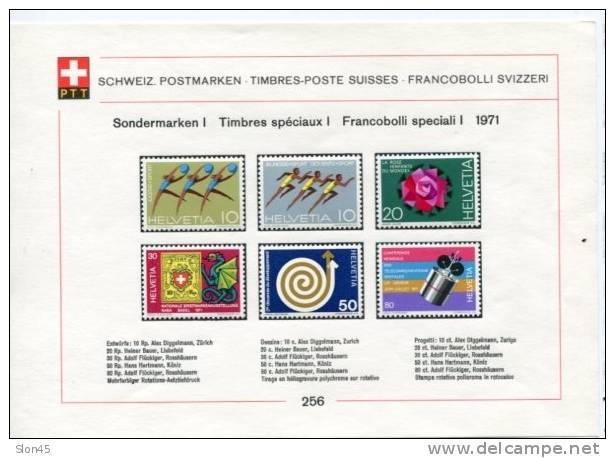 Switzerland 1971 Complete Year  Mi  940-963 (-2 St.)  MH Complete Sets On 7 PTT Cards - Ongebruikt