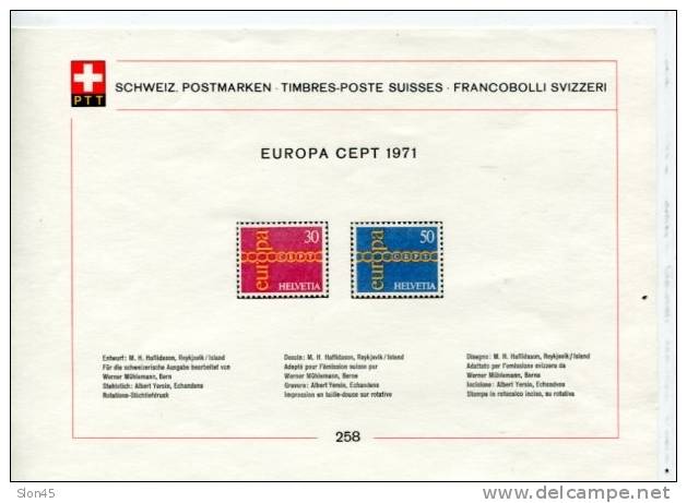 Switzerland 1971 Complete Year  Mi  940-963 (-2 St.)  MH Complete Sets On 7 PTT Cards - Unused Stamps