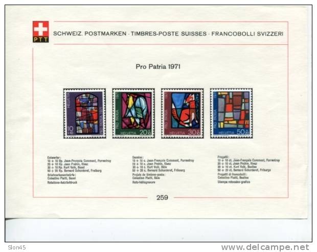 Switzerland 1971 Complete Year  Mi  940-963 (-2 St.)  MH Complete Sets On 7 PTT Cards - Ongebruikt