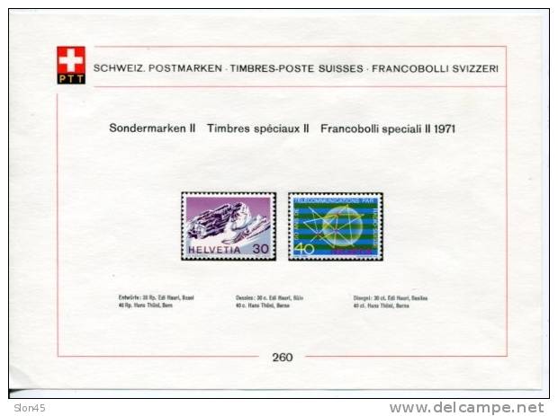 Switzerland 1971 Complete Year  Mi  940-963 (-2 St.)  MH Complete Sets On 7 PTT Cards - Nuovi