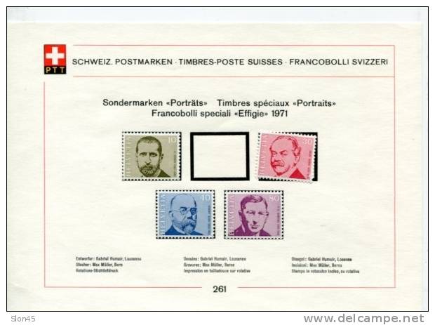 Switzerland 1971 Complete Year  Mi  940-963 (-2 St.)  MH Complete sets on 7 PTT Cards