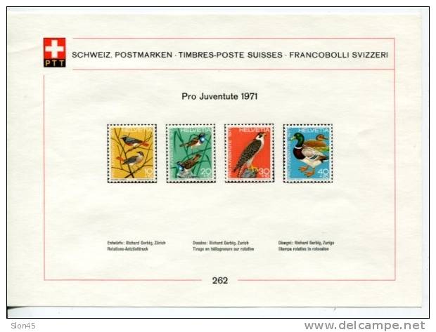 Switzerland 1971 Complete Year  Mi  940-963 (-2 St.)  MH Complete sets on 7 PTT Cards