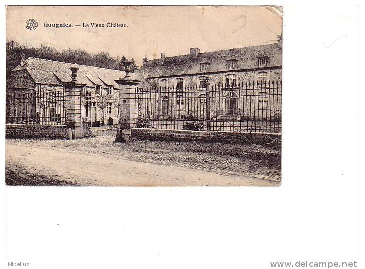 RARE ++ Unique Sur Delcampe GOUGNIES Le Vieux Château En 1920 -Avec Ses Timbres -En L'état - Autres & Non Classés