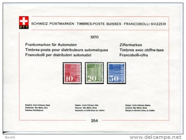 Switzerland 1970 Mi 923-939  MH Complete Sets On 5 PTT Cards - Neufs