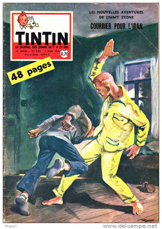 TINTIN JOURNAL 593 1960, Courrier Pour L'Iran, Monsieur Europe:Jean Monnet, Frimatic (Romilly), Film Jules Verne, Boeing - Tintin