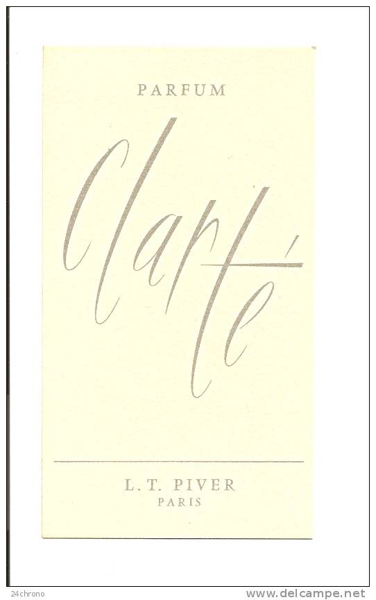 Carte Parfumee: Parfum Clarte, L.T. Piver Paris (08-2448) - Oud (tot 1960)