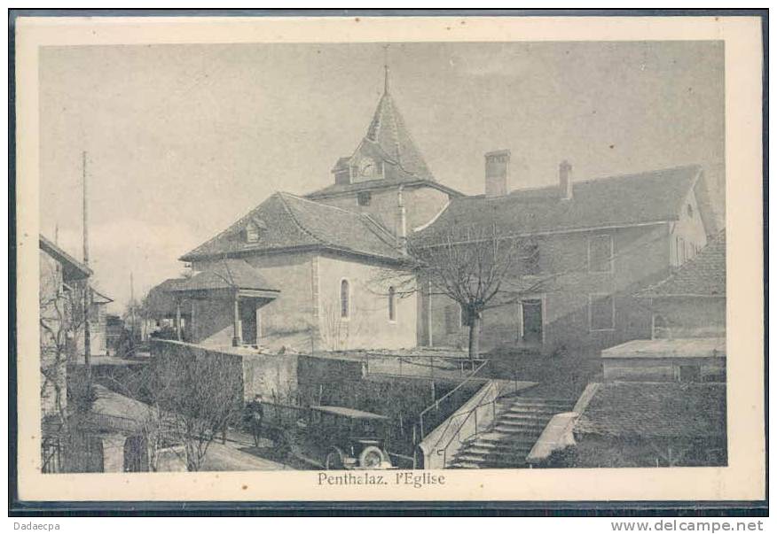 Vaud, P - Penthalaz, L' Eglise, Animée, Voiture, Automobile, - Penthalaz