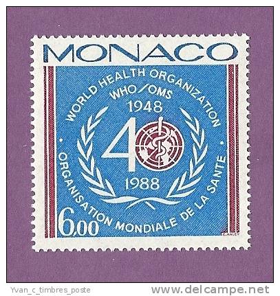 MONACO TIMBRE N° 1636 NEUF SANS CHARNIERE OMS ORGANISATION MONDIALE DE LA SANTE - Booklets