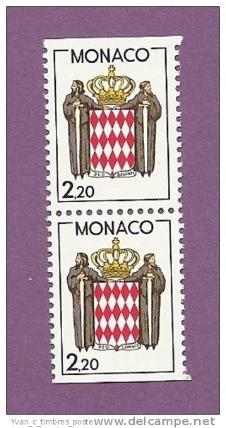 MONACO TIMBRE N° 1613A NEUF SANS CHARNIERE ARMOIRIES PAIRE VERTICALE - Postzegelboekjes