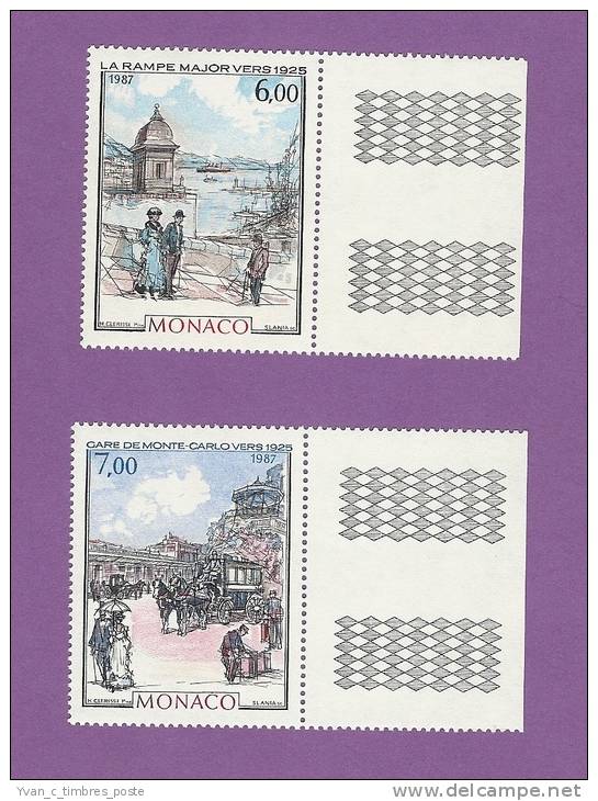 MONACO TIMBRE N° 1611 ET 1612 NEUF SANS CHARNIERE LA BELLE EPOQUE LA RAMPE MAJOR ET LA GARE - Carnets