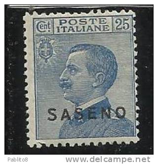 SASENO 1923 SOPRASTAMPATO D'ITALIA ITALY OVERPRINTED CENT. 25c MNH BEN CENTRATO - Saseno