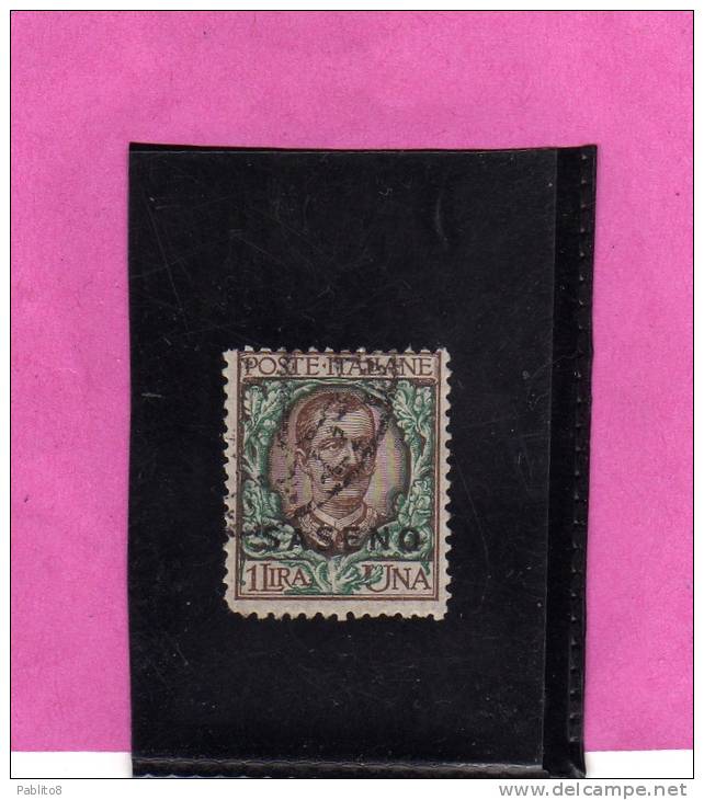 SASENO 1923 SOPRASTAMPATO D´ITALIA ITALY OVERPRINTED LIRE 1 LIRA USATO USED OBLITERE' - Saseno