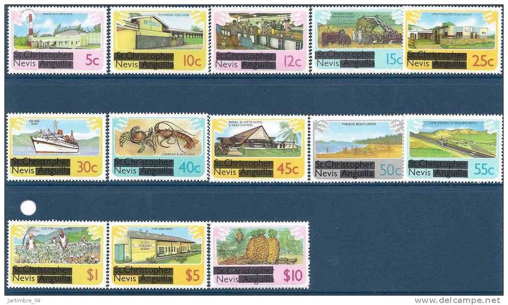 1980 NEVIS 30-42 ** Série Courante, Surchargée - St.Kitts Und Nevis ( 1983-...)