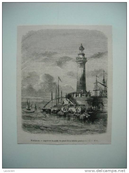 GRAVURE. 1866. MARSEILLE. ASPECT DE LA POINTE DU PHARE DE LA JOLIETTE PENDANT LES SOIREES D'ETE. - Sonstige & Ohne Zuordnung