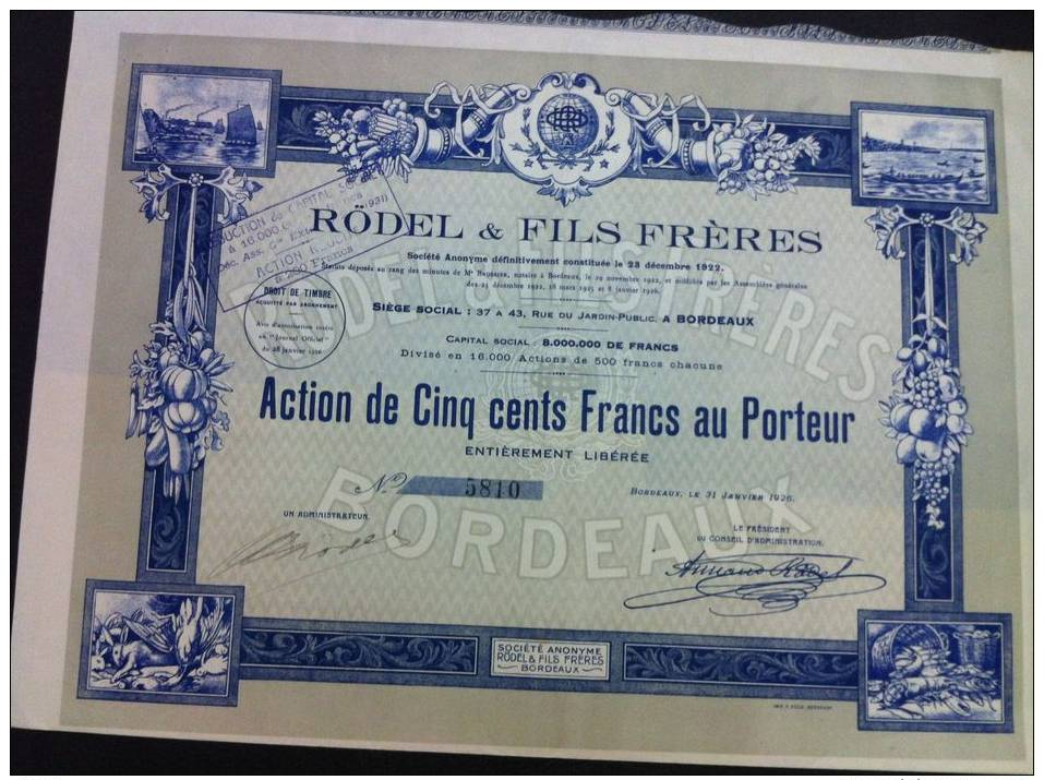 Action "Rodel &amp; Fils Frères" - Autres & Non Classés